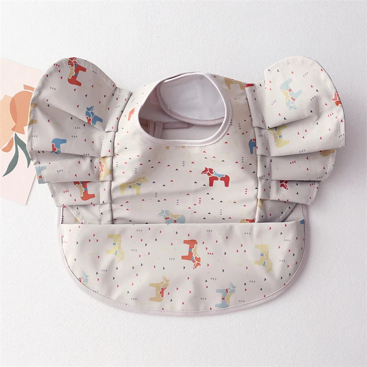 Soft PU Baby Infant Bibs With Pocket Dining Bib Waterproof Easy Clean Quick Dry INS Style Fashion Toddler Kids Bibs Smock