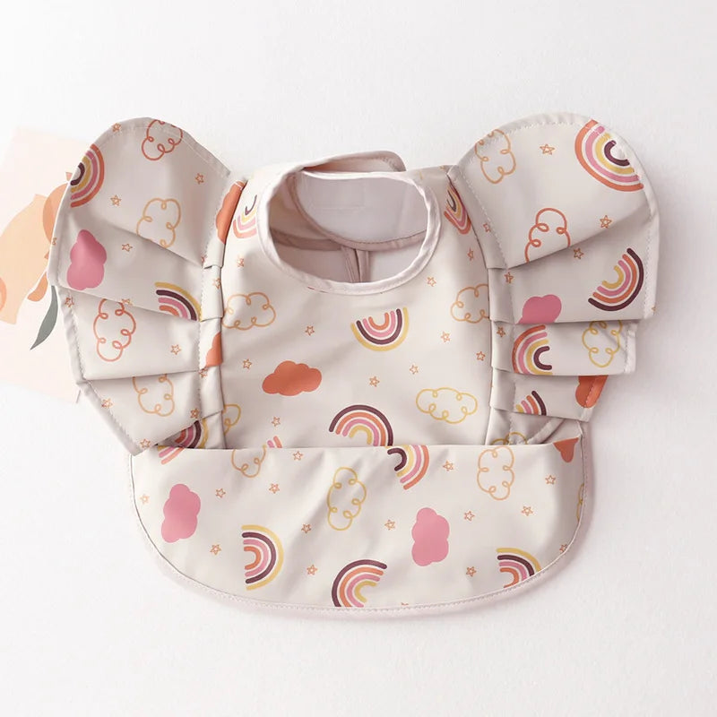 Soft PU Baby Infant Bibs With Pocket Dining Bib Waterproof Easy Clean Quick Dry INS Style Fashion Toddler Kids Bibs Smock