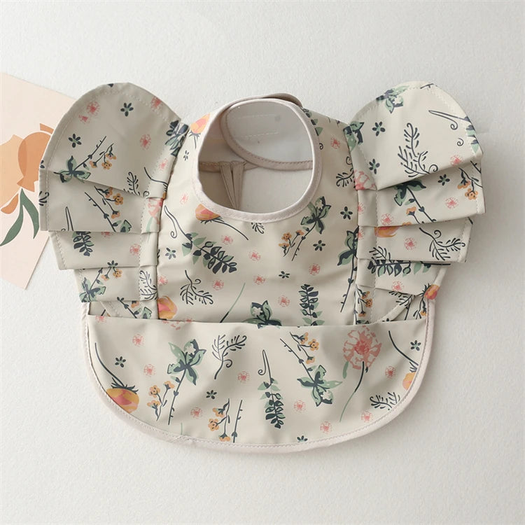 Soft PU Baby Infant Bibs With Pocket Dining Bib Waterproof Easy Clean Quick Dry INS Style Fashion Toddler Kids Bibs Smock