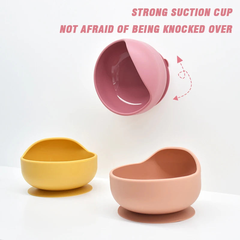 Silicone Baby Bowl Self feeding Training Snail Bowl Infant Anti Drop Sucker Set With Spoon Set Children's Feeding Tableware