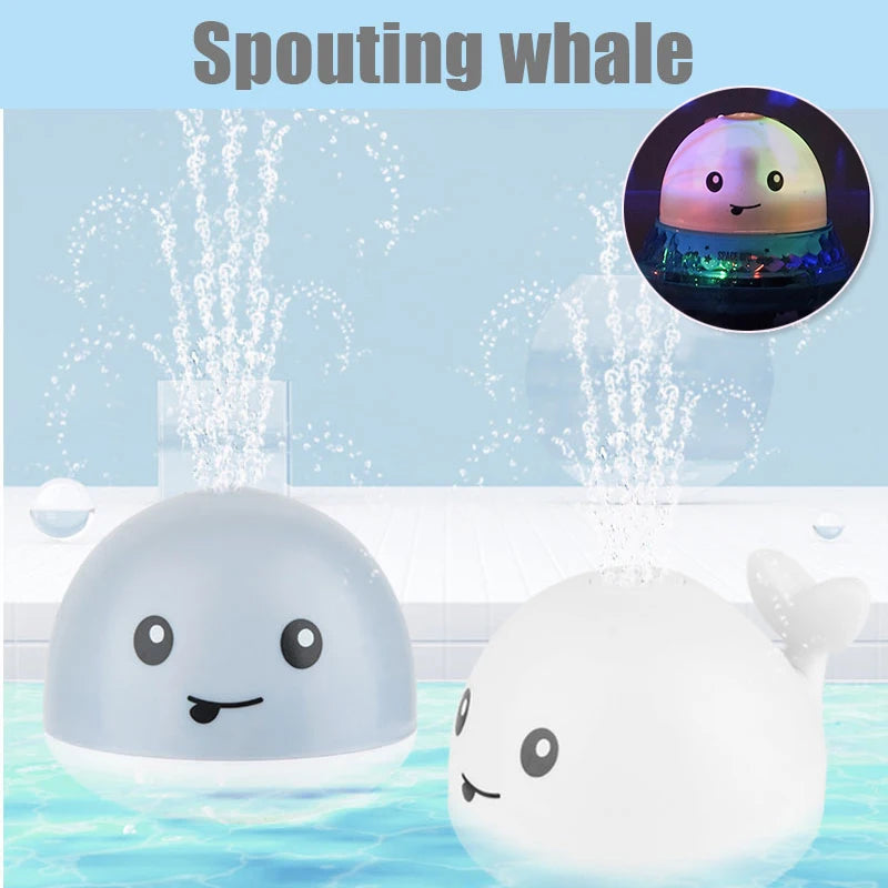 Kid's shower charging with lights and water spray whale toy water reaction flash baby bathroom toy light bath toy as a gift