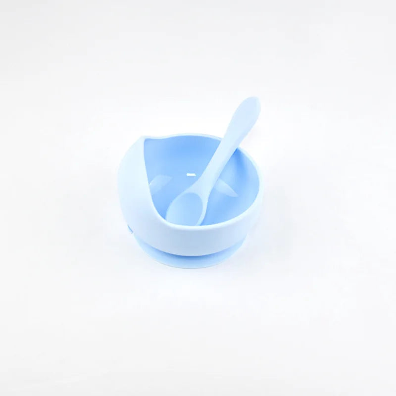 Silicone Baby Bowl Self feeding Training Snail Bowl Infant Anti Drop Sucker Set With Spoon Set Children's Feeding Tableware