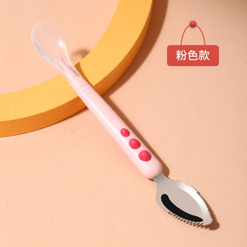 Baby Fruit Scraping Mud Spoon Feeding Spoon Soft Silicone Spoon Baby Easy To Eat Fruit Spoon Mother And Baby Supplies