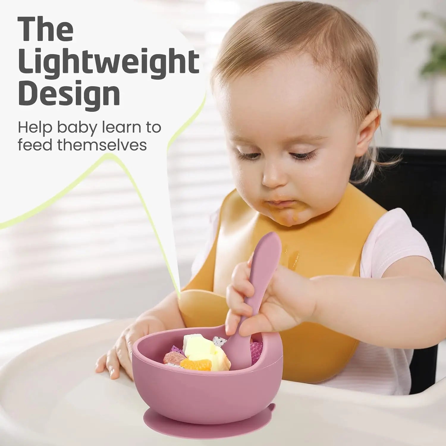 Silicone Baby Bowl Self feeding Training Snail Bowl Infant Anti Drop Sucker Set With Spoon Set Children's Feeding Tableware