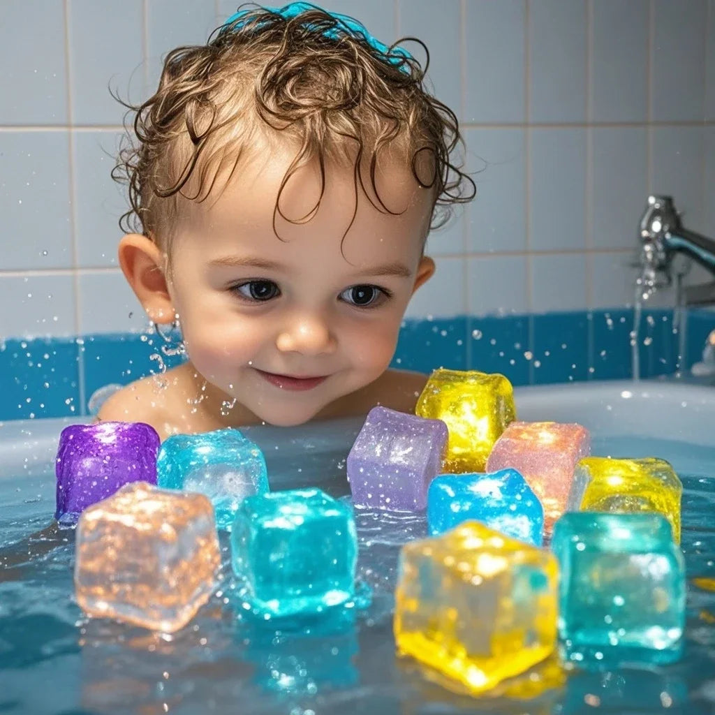 6/12PCS Baby Bath Bathtub LED Light Up Toys Colorful Waterproof Glowing Bath Toys for Boys Girls Infant Birthday Xmas Gift