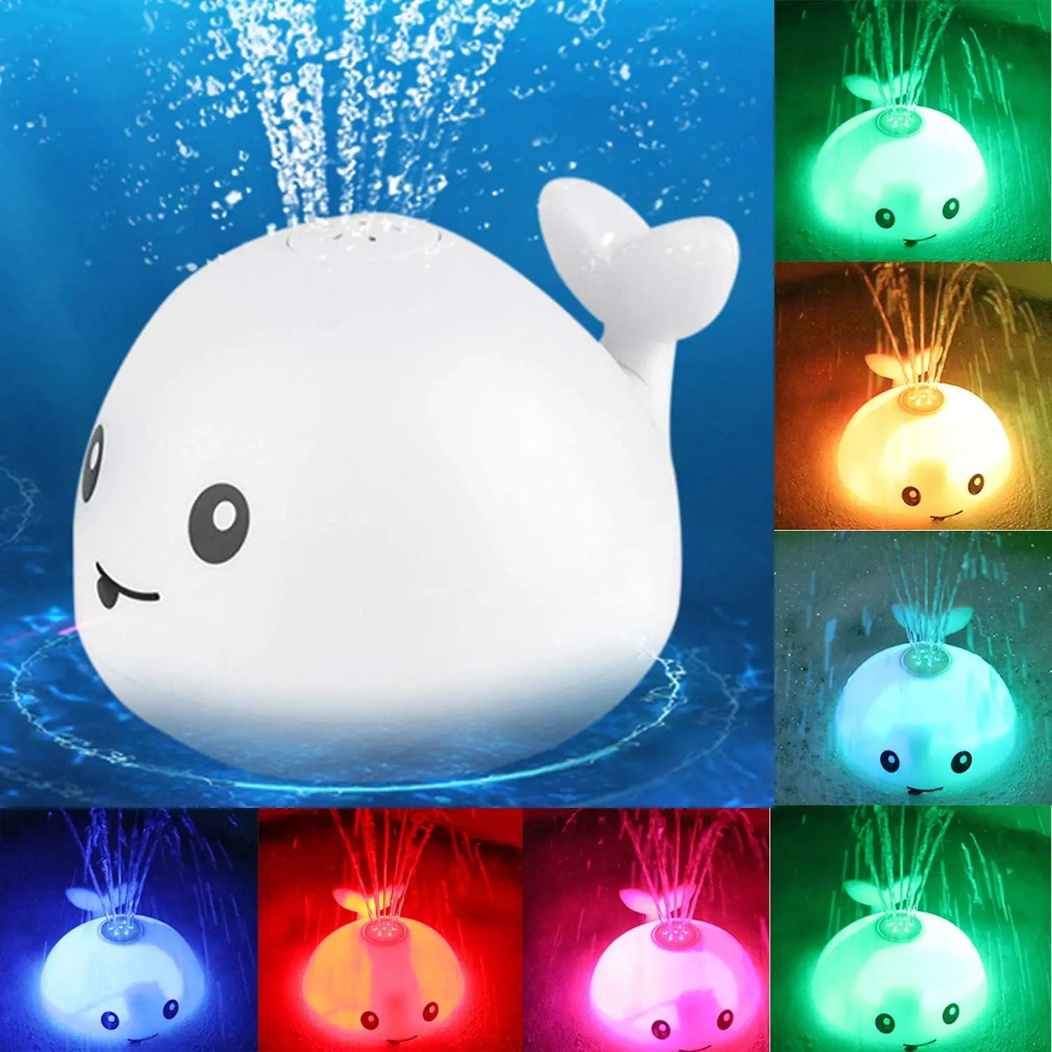 Kid's shower charging with lights and water spray whale toy water reaction flash baby bathroom toy light bath toy as a gift