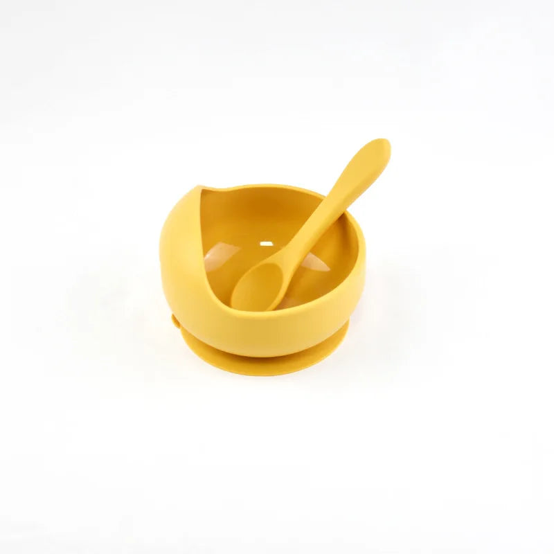 Silicone Baby Bowl Self feeding Training Snail Bowl Infant Anti Drop Sucker Set With Spoon Set Children's Feeding Tableware