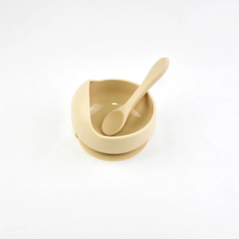 Silicone Baby Bowl Self feeding Training Snail Bowl Infant Anti Drop Sucker Set With Spoon Set Children's Feeding Tableware