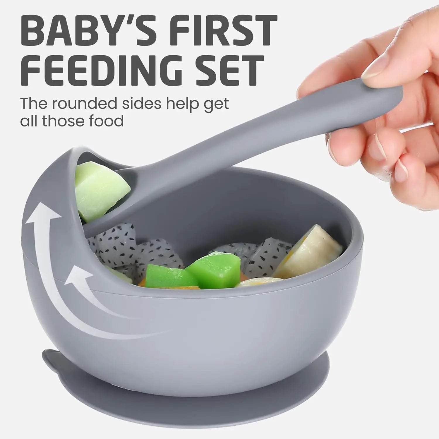 Silicone Baby Bowl Self feeding Training Snail Bowl Infant Anti Drop Sucker Set With Spoon Set Children's Feeding Tableware