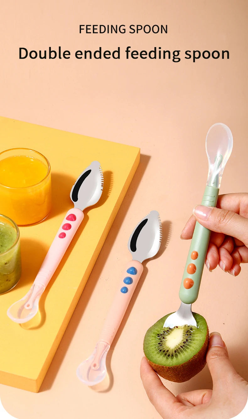 Baby Fruit Scraping Mud Spoon Feeding Spoon Soft Silicone Spoon Baby Easy To Eat Fruit Spoon Mother And Baby Supplies