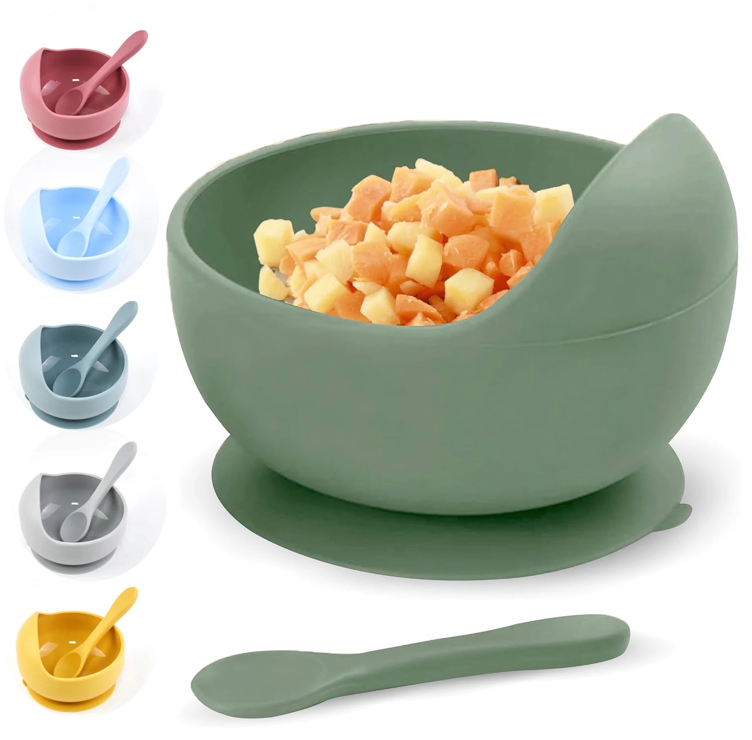 Silicone Baby Bowl Self feeding Training Snail Bowl Infant Anti Drop Sucker Set With Spoon Set Children's Feeding Tableware