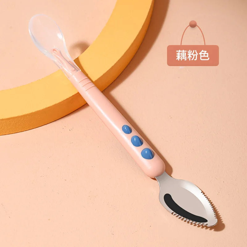 Baby Fruit Scraping Mud Spoon Feeding Spoon Soft Silicone Spoon Baby Easy To Eat Fruit Spoon Mother And Baby Supplies