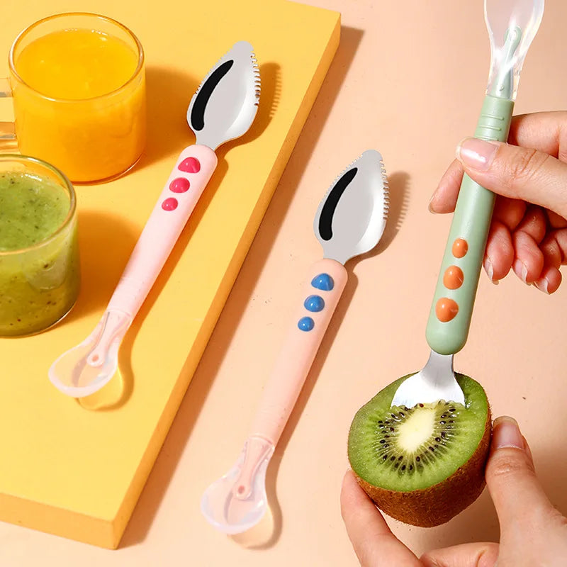 Baby Fruit Scraping Mud Spoon Feeding Spoon Soft Silicone Spoon Baby Easy To Eat Fruit Spoon Mother And Baby Supplies