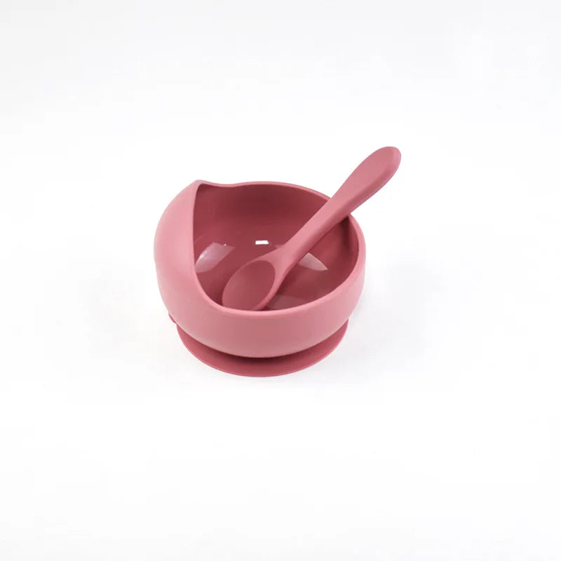 Silicone Baby Bowl Self feeding Training Snail Bowl Infant Anti Drop Sucker Set With Spoon Set Children's Feeding Tableware