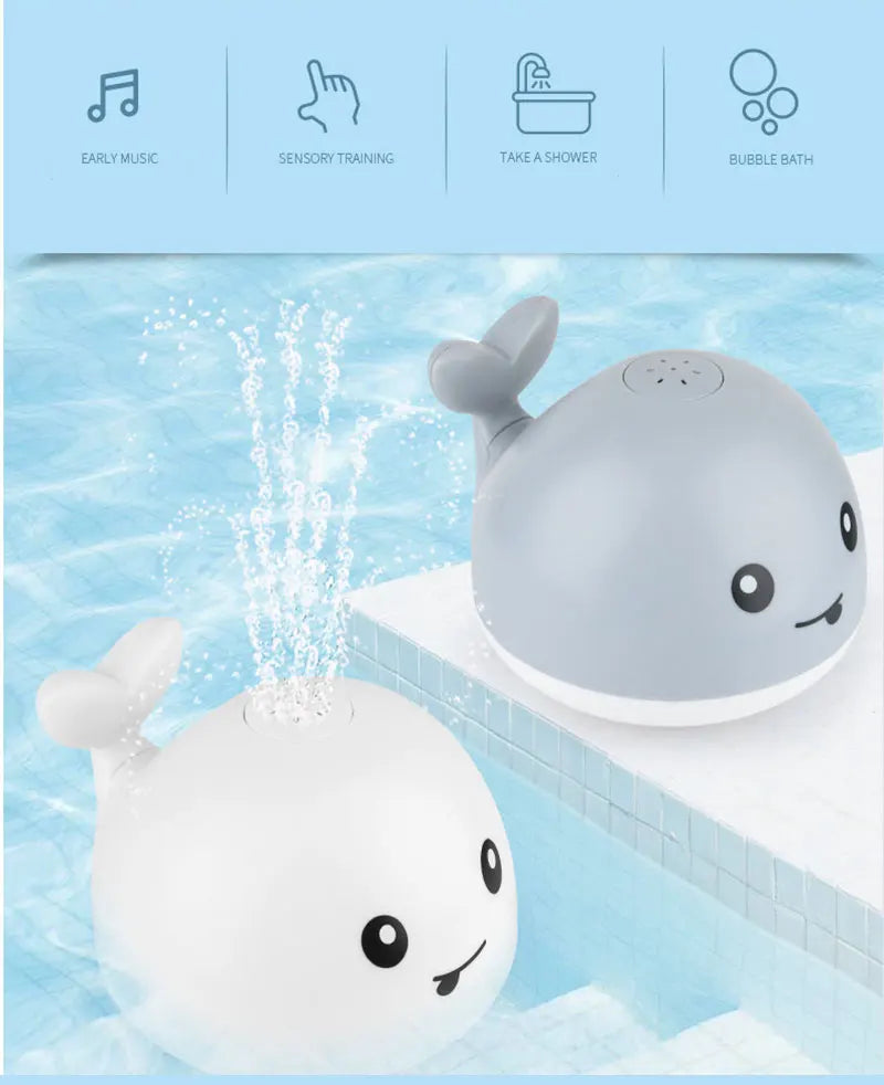 Kid's shower charging with lights and water spray whale toy water reaction flash baby bathroom toy light bath toy as a gift