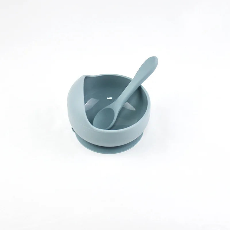 Silicone Baby Bowl Self feeding Training Snail Bowl Infant Anti Drop Sucker Set With Spoon Set Children's Feeding Tableware